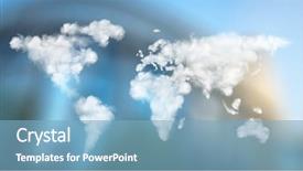  Presentation with european parliament - Colorful presentation theme enhanced with world map made of clouds backdrop and a light blue colored foreground