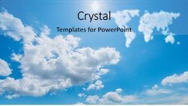  Presentation with world map - Presentation theme having world map made of clouds background and a  colored foreground