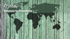  Presentation with old map - Theme featuring world map on old wooden background and a ocean colored foreground