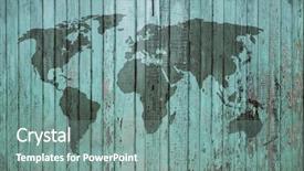  Presentation with old map - Presentation theme having world map on old wooden background and a seafoam green colored foreground