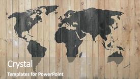  Presentation with old map - Slide set having world map on old wooden background and a coral colored foreground