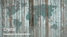  Presentation with old map - Presentation design featuring world map on old wooden background and a gray colored foreground