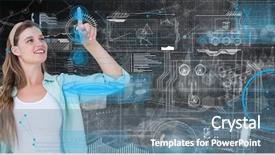  Presentation with generated image fractal geometry chaos - PPT layouts enhanced with world map shadow - digital generated image of woman background and a ocean colored foreground