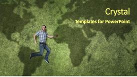  Presentation with relaxing - PPT layouts having world map shadow - guy relaxing in summer day background and a  colored foreground
