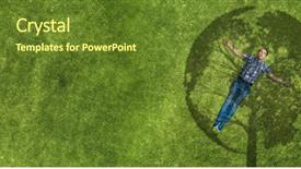  Presentation with relaxing - Presentation theme featuring world map shadow - guy relaxing in summer day background and a  colored foreground