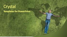  Presentation with relaxing - Presentation having world map shadow - guy relaxing in summer day background and a  colored foreground