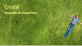  Presentation with relaxing - Audience pleasing PPT theme consisting of world map shadow - guy relaxing in summer day backdrop and a  colored foreground