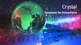  Presentation with fiber optic - Beautiful slides featuring world map technology style backdrop and a navy blue colored foreground