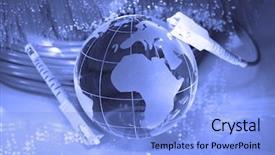  Presentation with fiber optic - Slide set consisting of world map technology style background and a light blue colored foreground