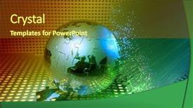  Presentation with fiber optic - Presentation design with world map technology style background and a tawny brown colored foreground