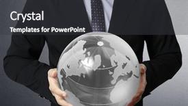  Presentation with cutout paper people standing around globe holding hands - Beautiful presentation design featuring world map white people - holding a glowing earth globe backdrop and a dark gray colored foreground