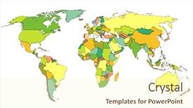  Presentation with asia - PPT theme featuring world map with all countries background and a cream colored foreground