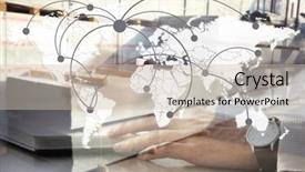  Presentation with neural network map - Audience pleasing PPT theme consisting of world map with logistic network backdrop and a soft green colored foreground