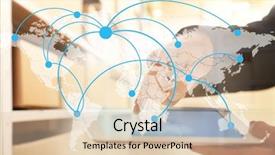  Presentation with network - Beautiful slide deck featuring world map with logistic network backdrop and a  colored foreground