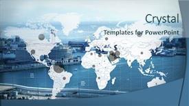  Presentation with world pollution - Slides consisting of world map with oil extraction background and a sky blue colored foreground