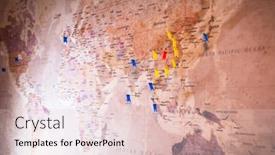  Presentation with city map - Presentation theme with world-map-with-pinned-wuhan background and a lemonade colored foreground