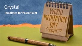  Presentation with meditation - PPT theme featuring world-meditation-day-may-21 background and a ocean colored foreground