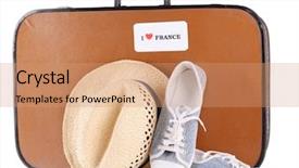  Presentation with suitcase - PPT theme consisting of world migration - travel suitcase hat and shoes background and a  colored foreground