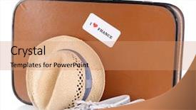  Presentation with suitcase - Presentation design enhanced with world migration - travel suitcase hat and shoes background and a coral colored foreground