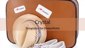  Presentation with world travel - Presentation theme with world migration - travel suitcase hat and shoes background and a coral colored foreground