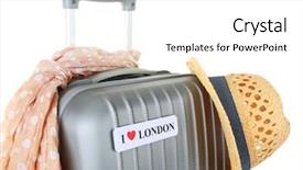  Presentation with suitcase - Beautiful presentation featuring world migration - travel suitcase scarf and hat backdrop and a  colored foreground