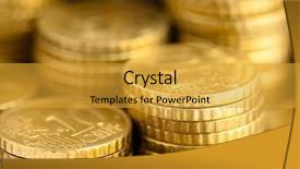  Presentation with euro - Cool new PPT theme with gold world - euro cent coins backdrop and a gold colored foreground