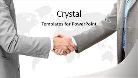  Presentation with handshake - Slide deck featuring modern business world - two businessman giving handshake background and a white colored foreground