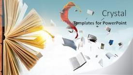  Presentation with world - Presentation design enhanced with world-of-books-concept-mixed background and a light blue colored foreground