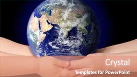  Presentation with world peace - Audience pleasing PPT theme consisting of world peace - child and woman holds earth backdrop and a coral colored foreground