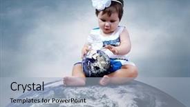  Presentation with world peace - PPT theme consisting of world peace - child sitting on the planet background and a light blue colored foreground