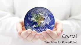  Presentation with world peace - Colorful PPT layouts enhanced with world peace - earth in hands backdrop and a lemonade colored foreground