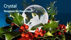  Presentation with christmas holly - Presentation design enhanced with world peace - glass globe lit from below background and a ocean colored foreground