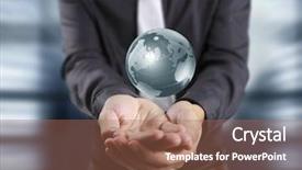  Presentation with world peace - Audience pleasing PPT layouts consisting of world peace - globe earth in human hand backdrop and a coral colored foreground