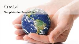  Presentation with world peace - Presentation theme enhanced with world peace - globe in hands concept background and a sky blue colored foreground