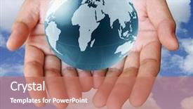  Presentation with environment - Slide deck enhanced with world peace - globe in hands concept background and a coral colored foreground