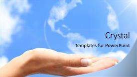  Presentation with world peace - PPT theme enhanced with world peace - globe in human hand background and a light blue colored foreground