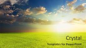  Presentation with world peace - Amazing PPT theme having world peace - green field and beautiful sunset backdrop and a yellow colored foreground