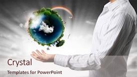  Presentation with world globe earth - Amazing presentation design having world peace - holding a glowing earth globe backdrop and a lemonade colored foreground