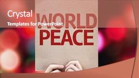  Presentation with world peace - PPT theme having world peace card written background and a coral colored foreground