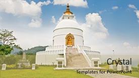  Presentation with world peace - Colorful presentation theme enhanced with world peace pagoda in pokhara backdrop and a yellow colored foreground