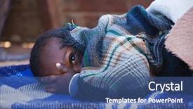  Presentation with poverty child - Presentation having world poverty - portrait of african child sleeping background and a ocean colored foreground