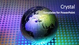  Presentation with high technology - PPT layouts having world puzzle - globe with high technology background background and a navy blue colored foreground