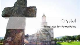  Presentation with christian church - PPT theme featuring world religion symbols - densus christian church built background and a white colored foreground