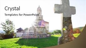  Presentation with christian church - Cool new PPT layouts with world religion symbols - densus christian church built backdrop and a white colored foreground