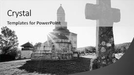  Presentation with christian church - Slide deck enhanced with world religion symbols - densus christian church built background and a white colored foreground