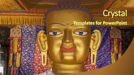  Presentation with golden palace - Presentation design with world religion symbols - golden statue of shakyamuni buddha background and a tawny brown colored foreground