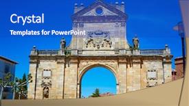  Presentation with e commerce james miles - Presentation featuring world religion symbols - sahagun middle center of saint background and a  colored foreground