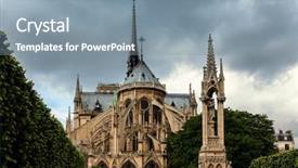  Presentation with notre dame - PPT theme with world religion symbols - view of notre-dame de paris background and a seafoam green colored foreground