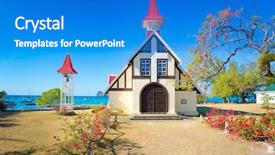  Presentation with notre dame - PPT theme featuring world religions - notre dame auxiliatrice church background and a cobalt blue colored foreground