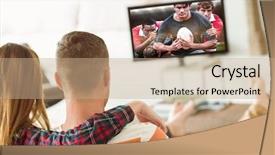  Presentation with rugby players - Presentation theme featuring world shoulders - cute couple relaxing on couch background and a coral colored foreground
